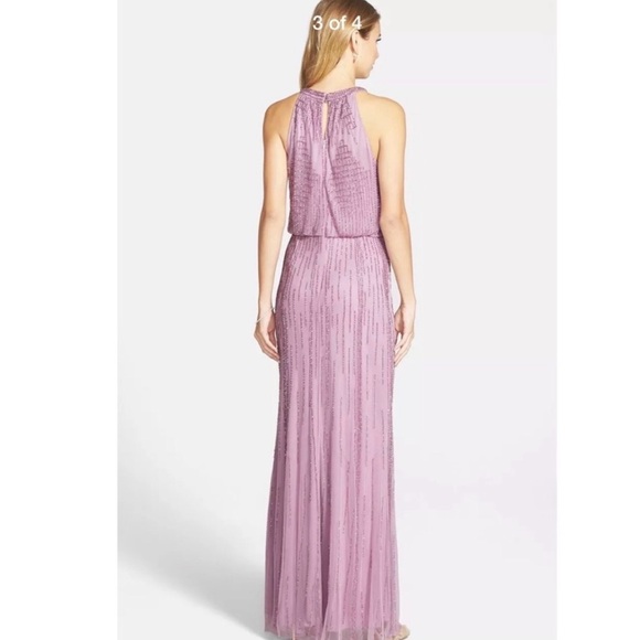 Adrianna Papell beaded halter blouson gown icy - Picture 2 of 9